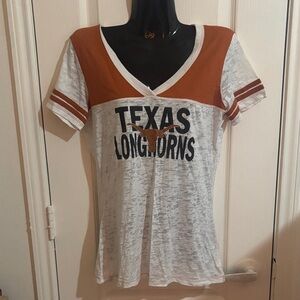 Texas Longhorns Women's V-Neck Tee - White and Orange